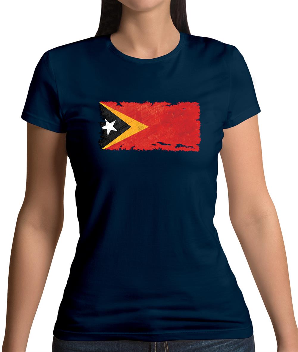 East Timor Grunge Style Flag Womens T-Shirt East Timor Grunge Style Flag Womens T-Shirt