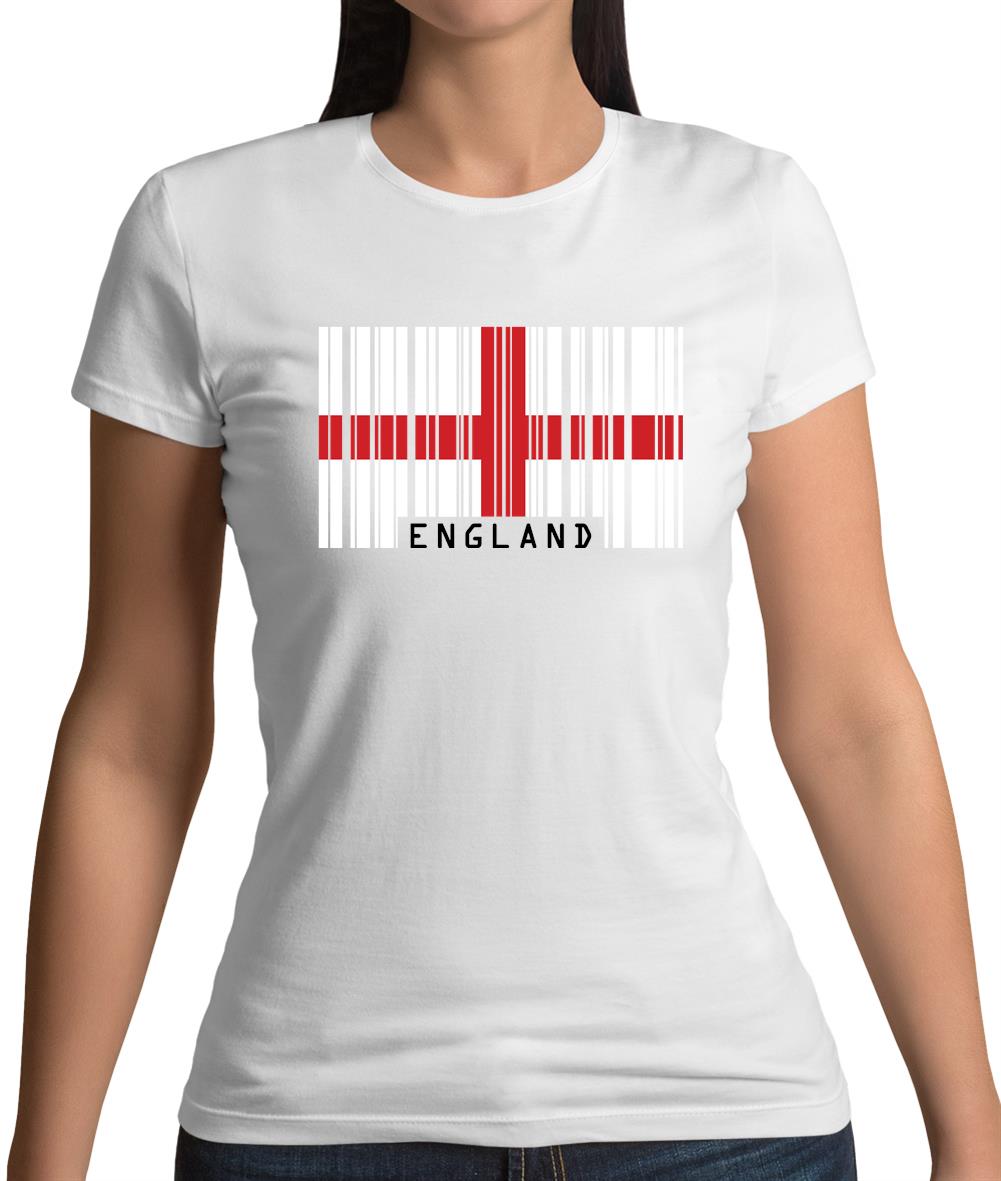 England Barcode Style Flag Womens T-Shirt England Barcode Style Flag Womens T-Shirt