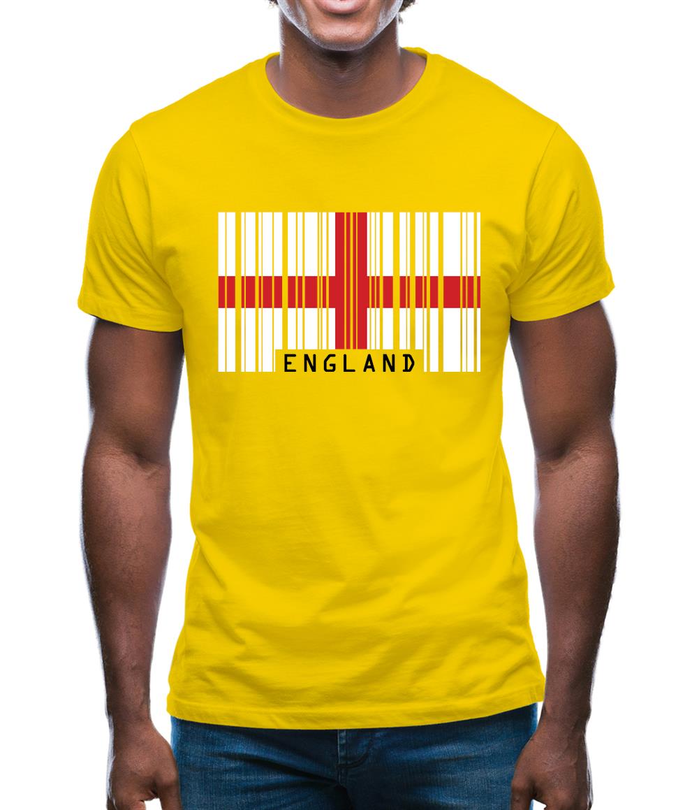 England Barcode Style Flag Mens T-Shirt England Barcode Style Flag Mens T-Shirt
