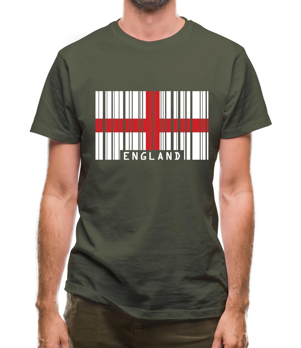 England Barcode Style Flag Mens T-Shirt England Barcode Style Flag Mens T-Shirt