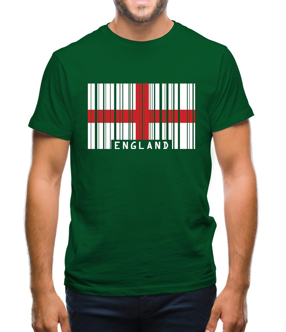 England Barcode Style Flag Mens T-Shirt England Barcode Style Flag Mens T-Shirt
