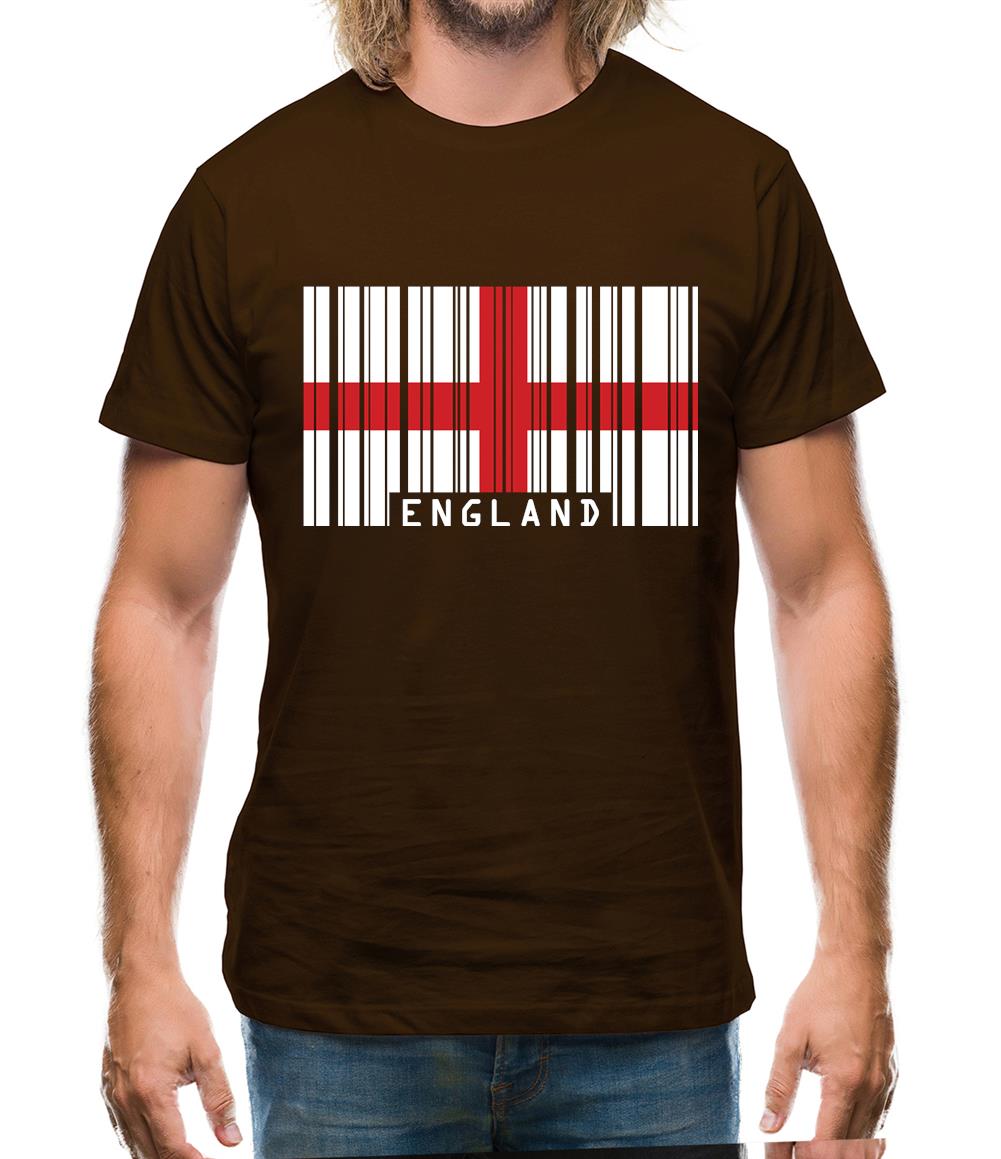 England Barcode Style Flag Mens T-Shirt England Barcode Style Flag Mens T-Shirt