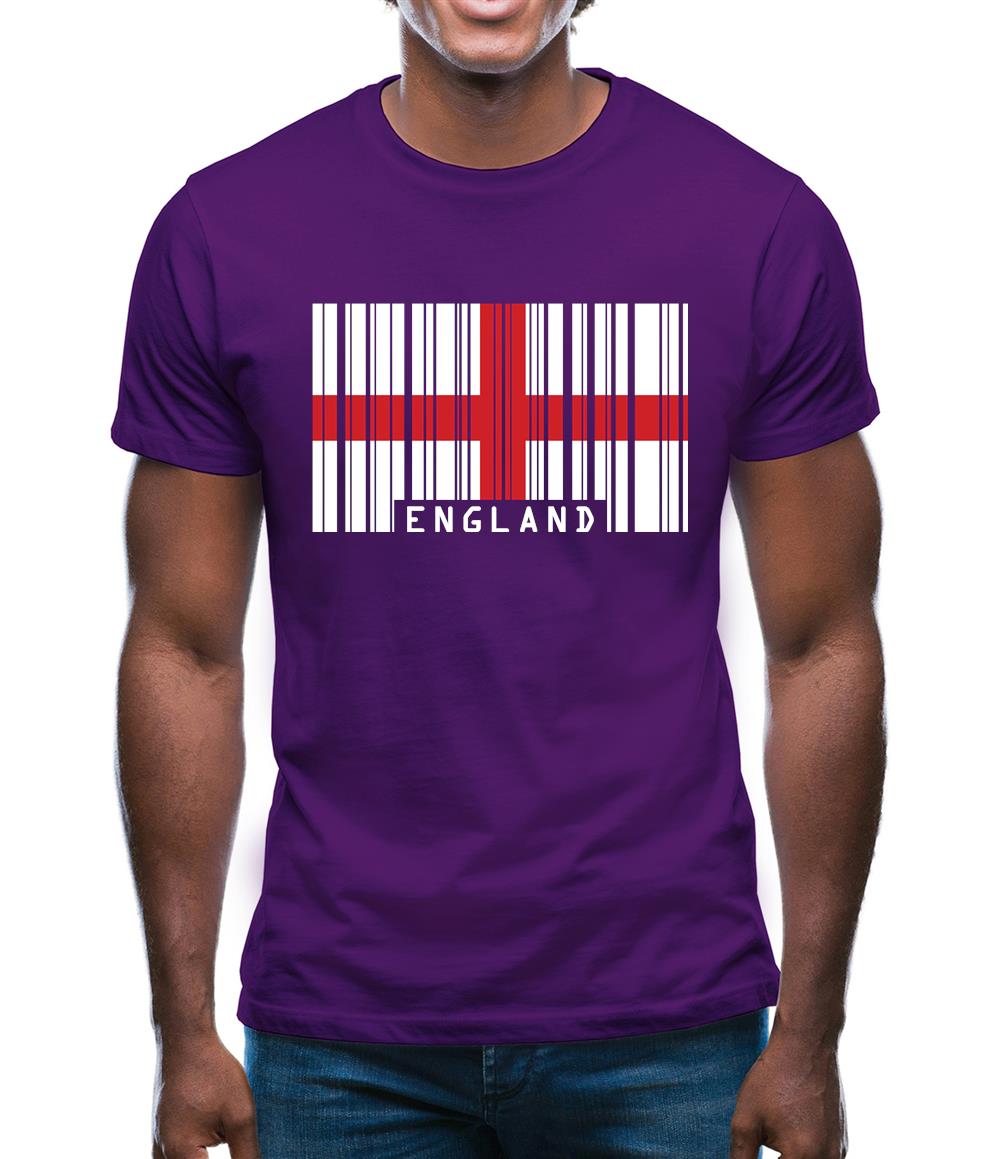 England Barcode Style Flag Mens T-Shirt England Barcode Style Flag Mens T-Shirt