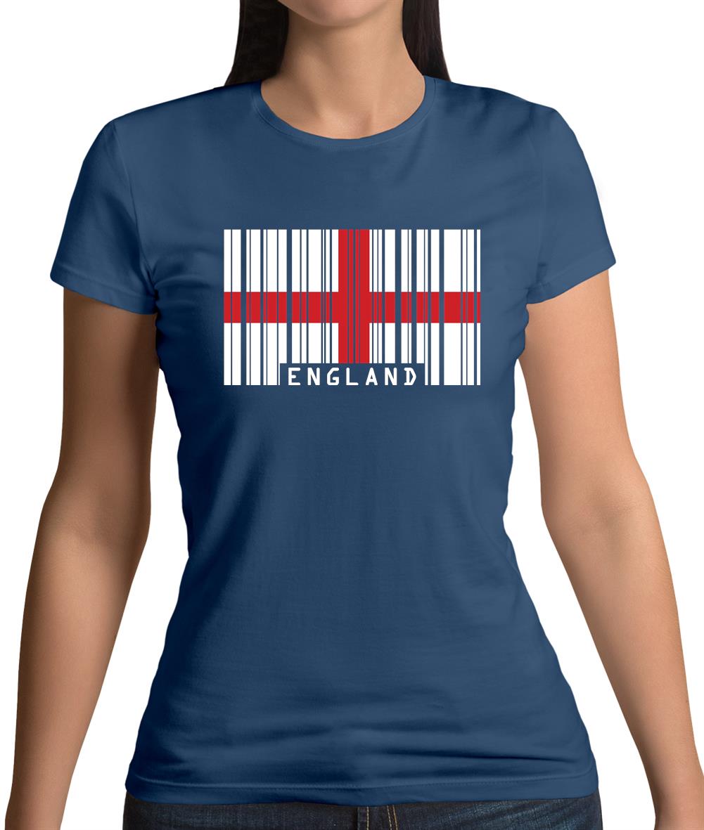 England Barcode Style Flag Womens T-Shirt England Barcode Style Flag Womens T-Shirt