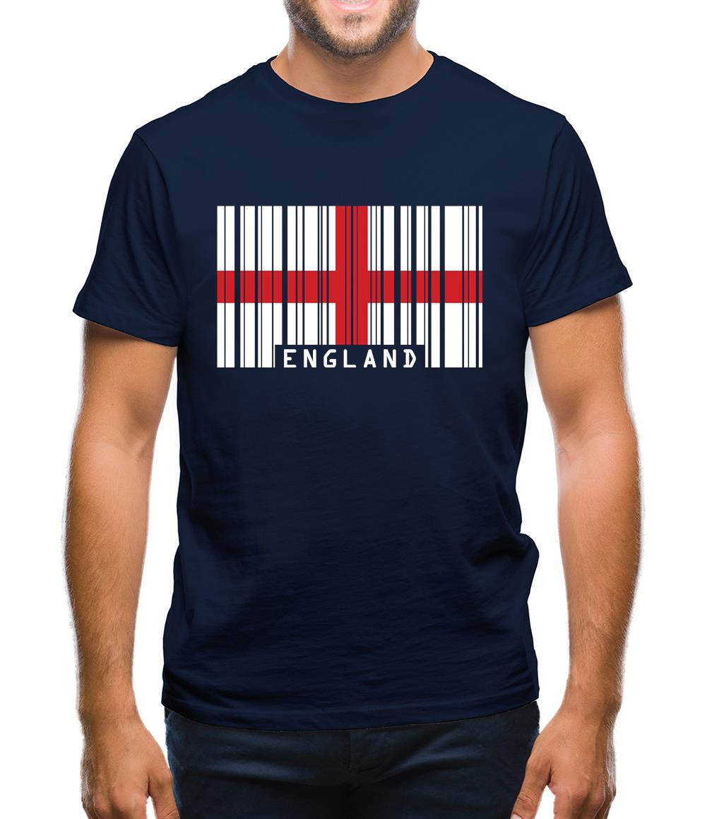 England Barcode Style Flag Mens T-Shirt England Barcode Style Flag Mens T-Shirt