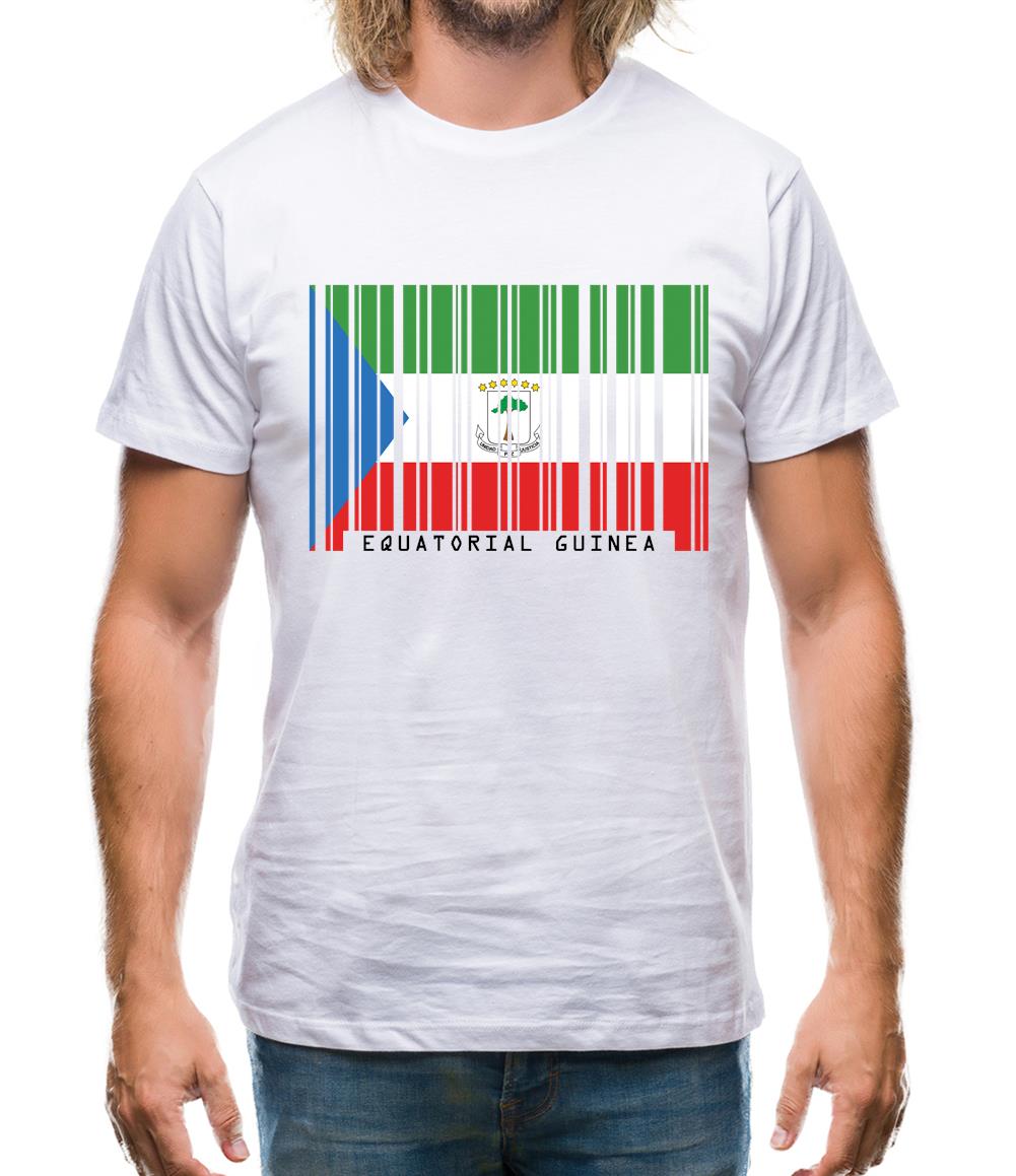 Equatorial Guinea  Barcode Style Flag Mens T-Shirt Equatorial Guinea  Barcode Style Flag Mens T-Shirt