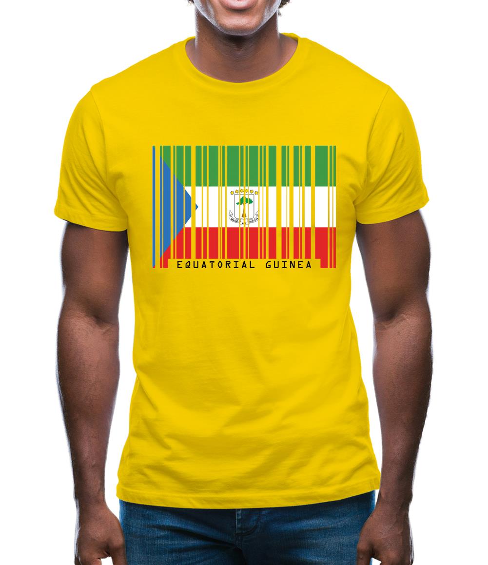 Equatorial Guinea  Barcode Style Flag Mens T-Shirt Equatorial Guinea  Barcode Style Flag Mens T-Shirt