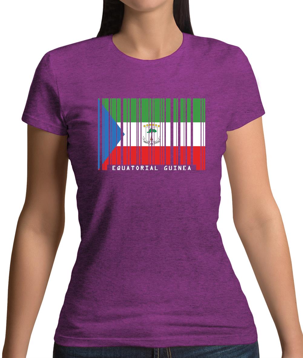 Equatorial Guinea  Barcode Style Flag Womens T-Shirt Equatorial Guinea  Barcode Style Flag Womens T-Shirt
