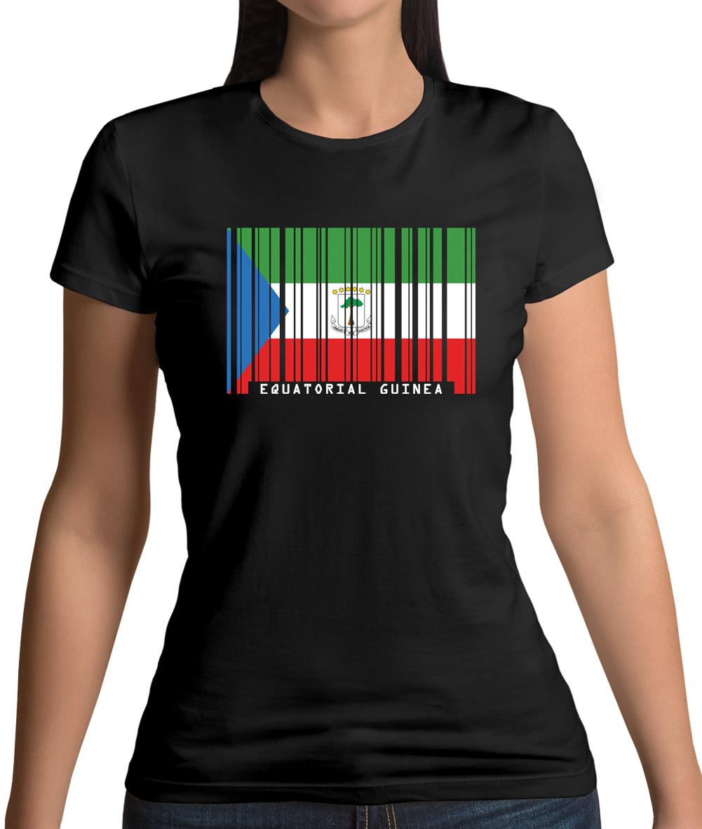 Equatorial Guinea  Barcode Style Flag Womens T-Shirt Equatorial Guinea  Barcode Style Flag Womens T-Shirt