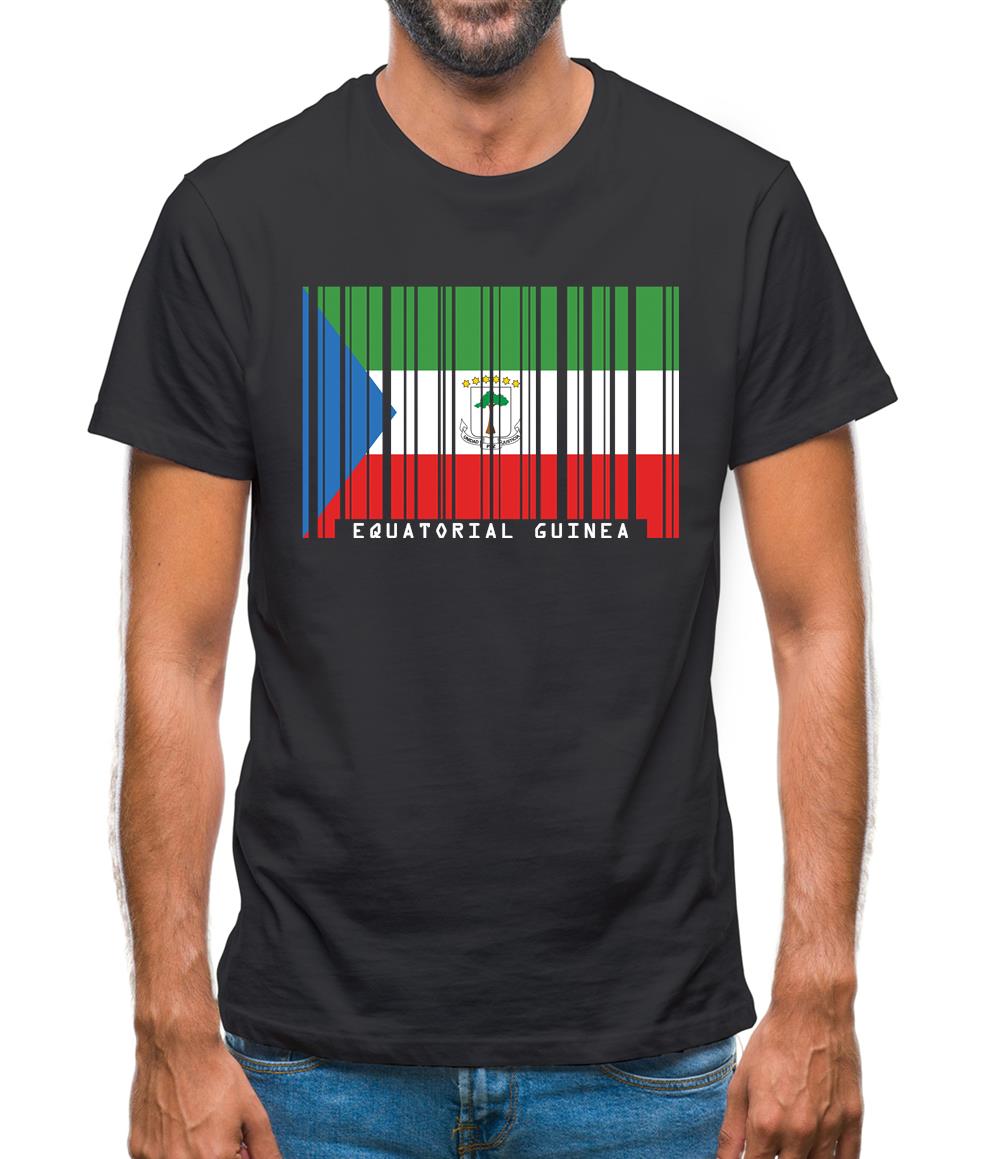 Equatorial Guinea  Barcode Style Flag Mens T-Shirt Equatorial Guinea  Barcode Style Flag Mens T-Shirt