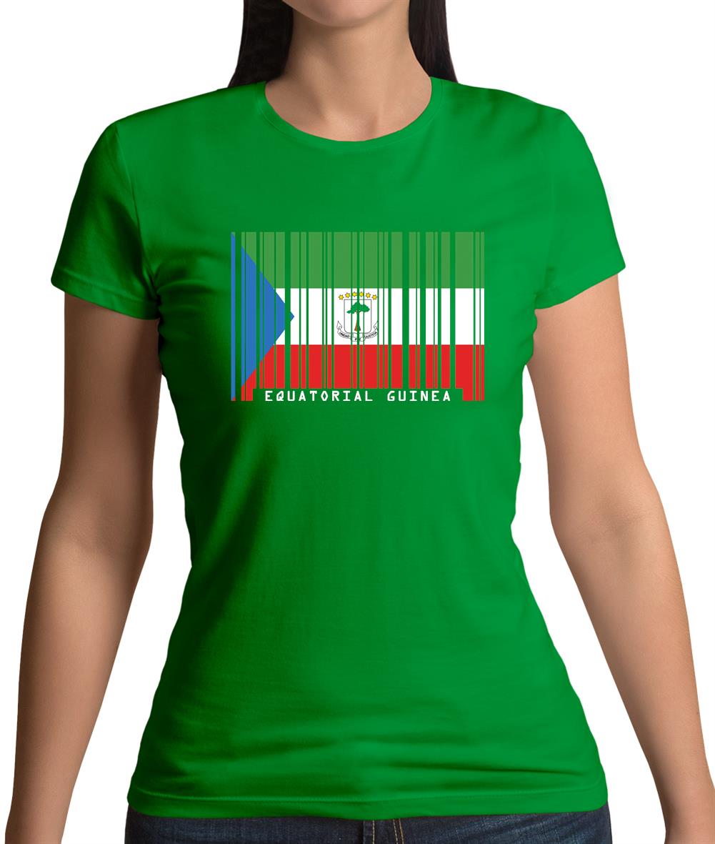 Equatorial Guinea  Barcode Style Flag Womens T-Shirt Equatorial Guinea  Barcode Style Flag Womens T-Shirt