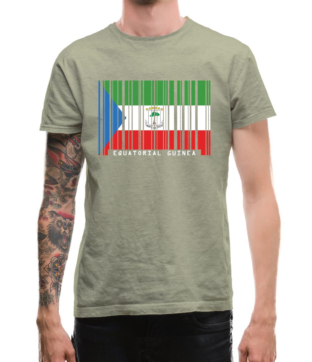 Equatorial Guinea  Barcode Style Flag Mens T-Shirt Equatorial Guinea  Barcode Style Flag Mens T-Shirt