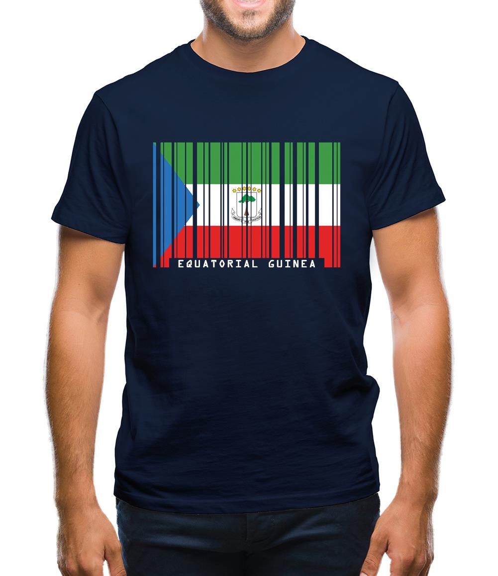 Equatorial Guinea  Barcode Style Flag Mens T-Shirt Equatorial Guinea  Barcode Style Flag Mens T-Shirt