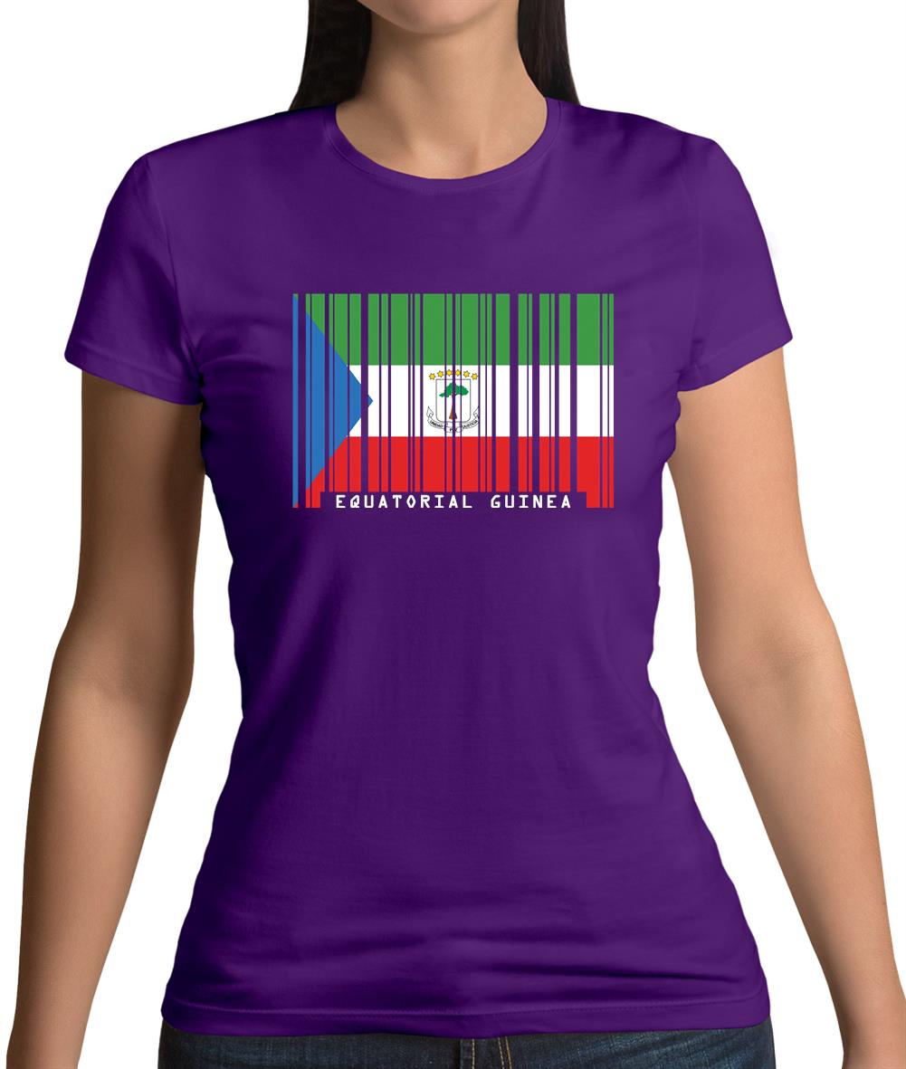 Equatorial Guinea  Barcode Style Flag Womens T-Shirt Equatorial Guinea  Barcode Style Flag Womens T-Shirt