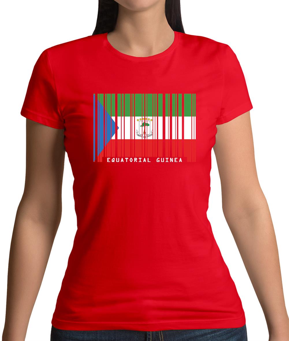 Equatorial Guinea  Barcode Style Flag Womens T-Shirt Equatorial Guinea  Barcode Style Flag Womens T-Shirt