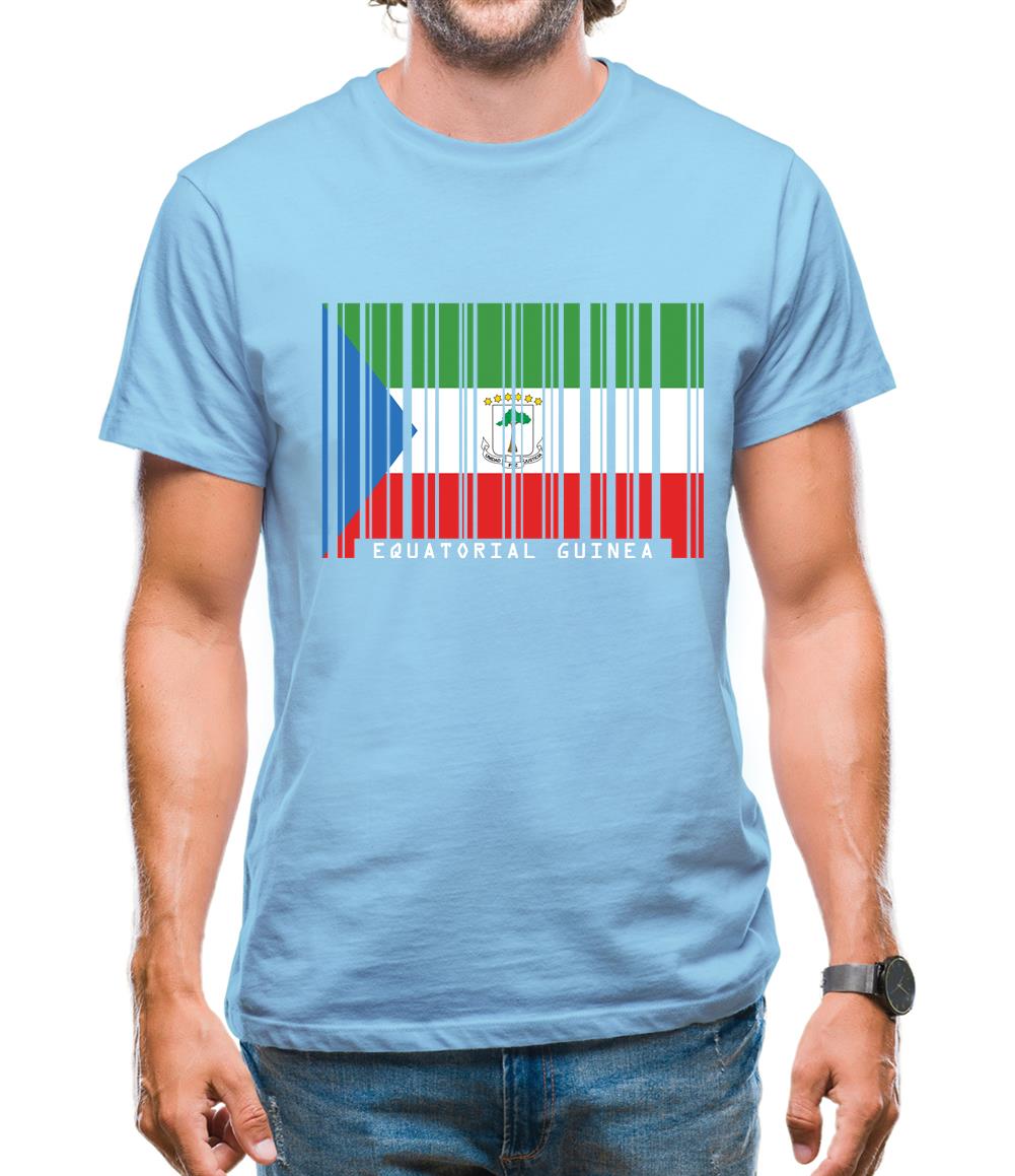 Equatorial Guinea  Barcode Style Flag Mens T-Shirt Equatorial Guinea  Barcode Style Flag Mens T-Shirt