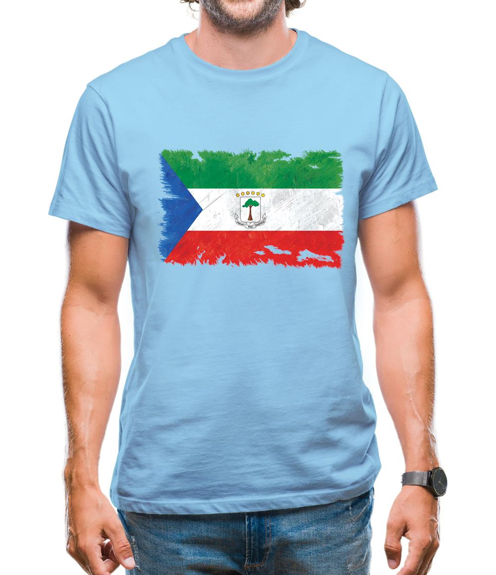 Equatorial Guinea Grunge Style Flag Mens T-Shirt Equatorial Guinea Grunge Style Flag Mens T-Shirt