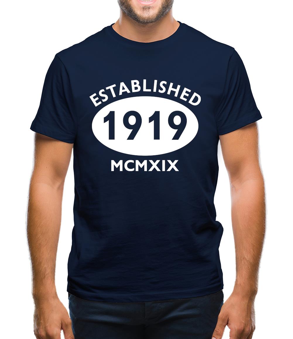 Established 1919 Roman Numerals Mens T-Shirt Established 1919 Roman Numerals Mens T-Shirt