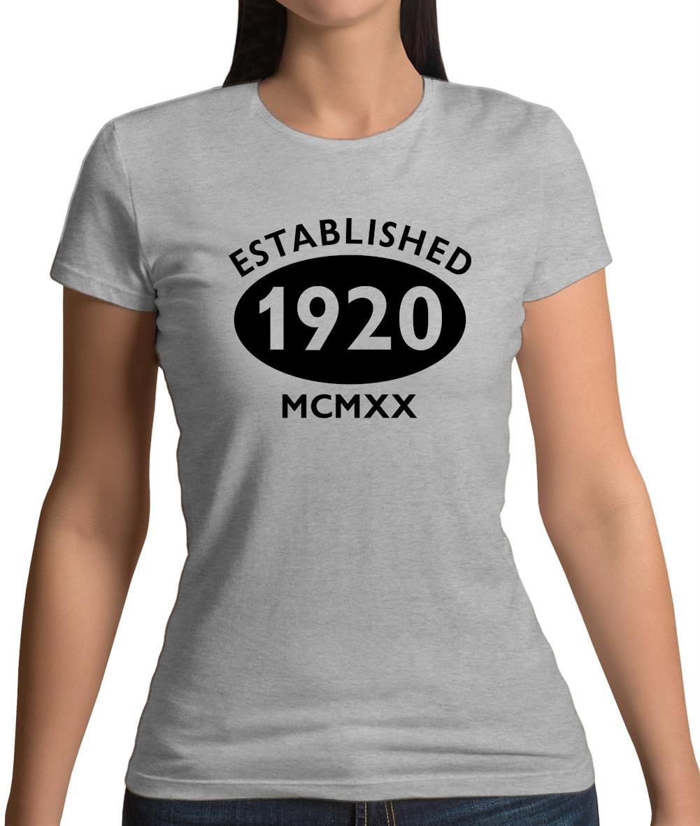 Established 1920 Roman Numerals Womens T-Shirt Established 1920 Roman Numerals Womens T-Shirt