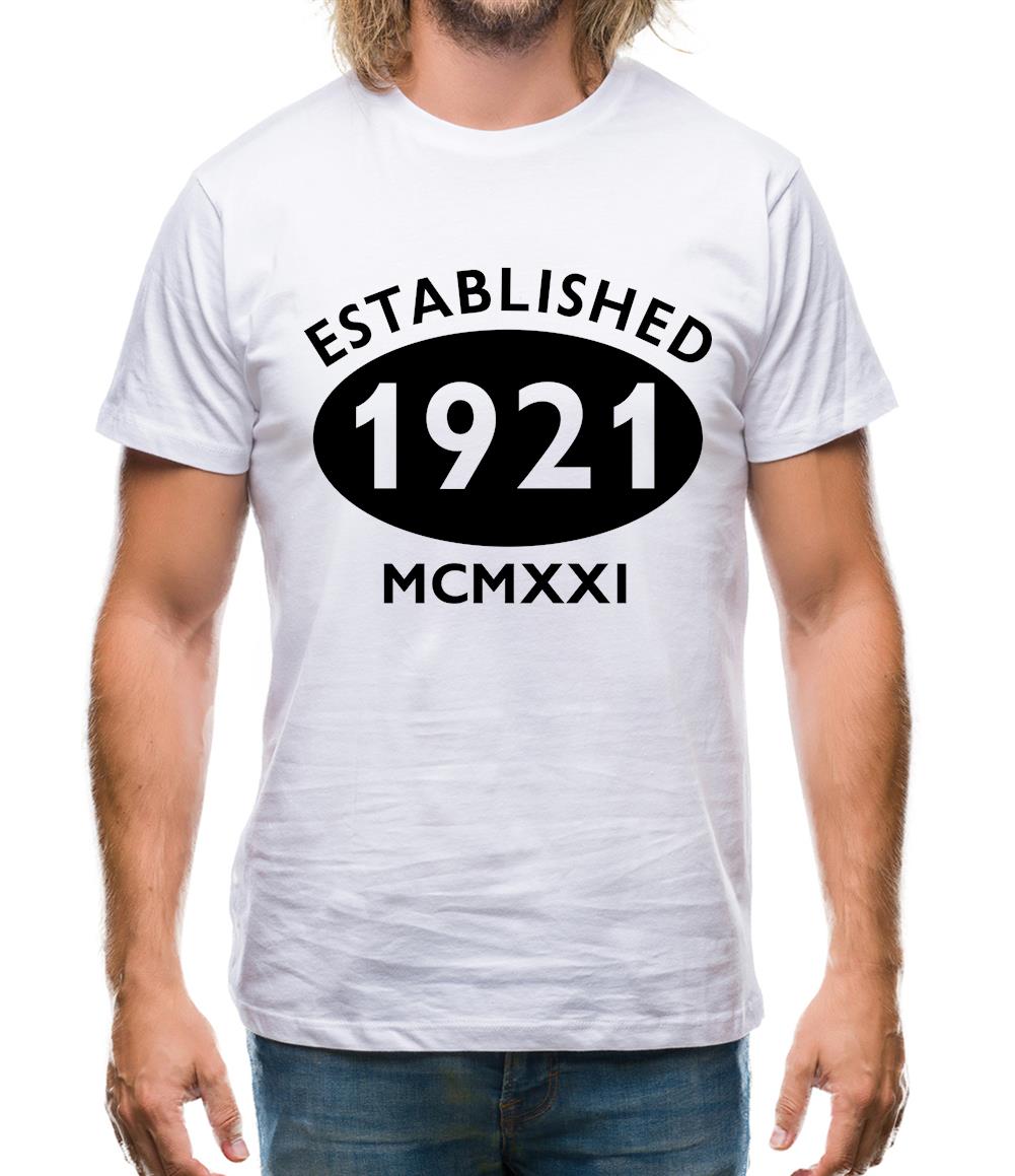Established 1921 Roman Numerals Mens T-Shirt Established 1921 Roman Numerals Mens T-Shirt