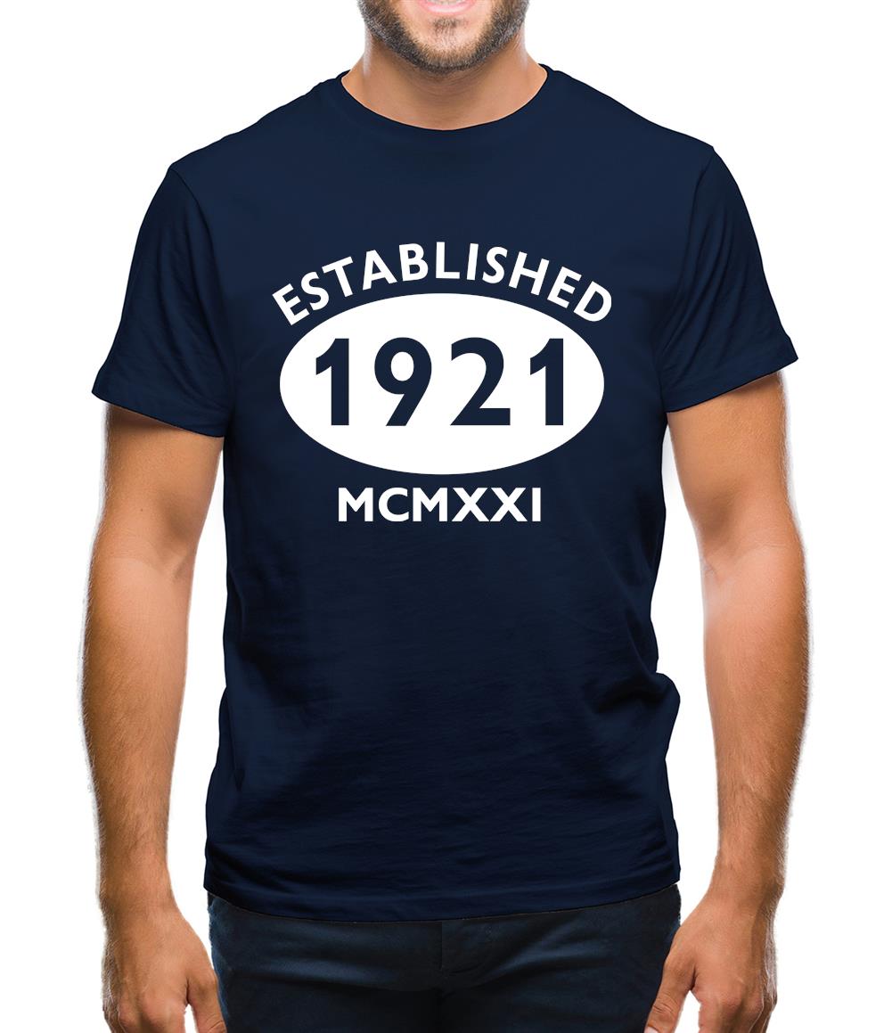 Established 1921 Roman Numerals Mens T-Shirt Established 1921 Roman Numerals Mens T-Shirt