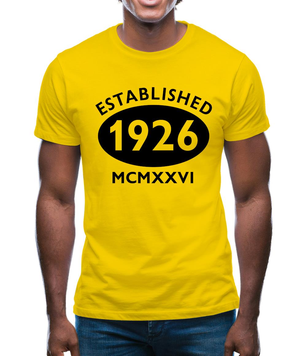 Established 1926 Roman Numerals Mens T-Shirt Established 1926 Roman Numerals Mens T-Shirt