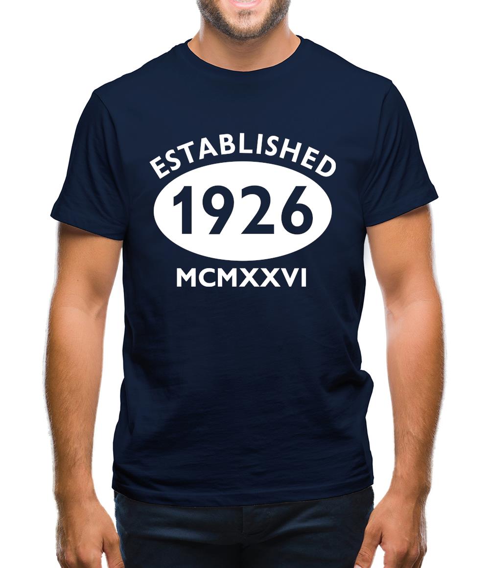 Established 1926 Roman Numerals Mens T-Shirt Established 1926 Roman Numerals Mens T-Shirt