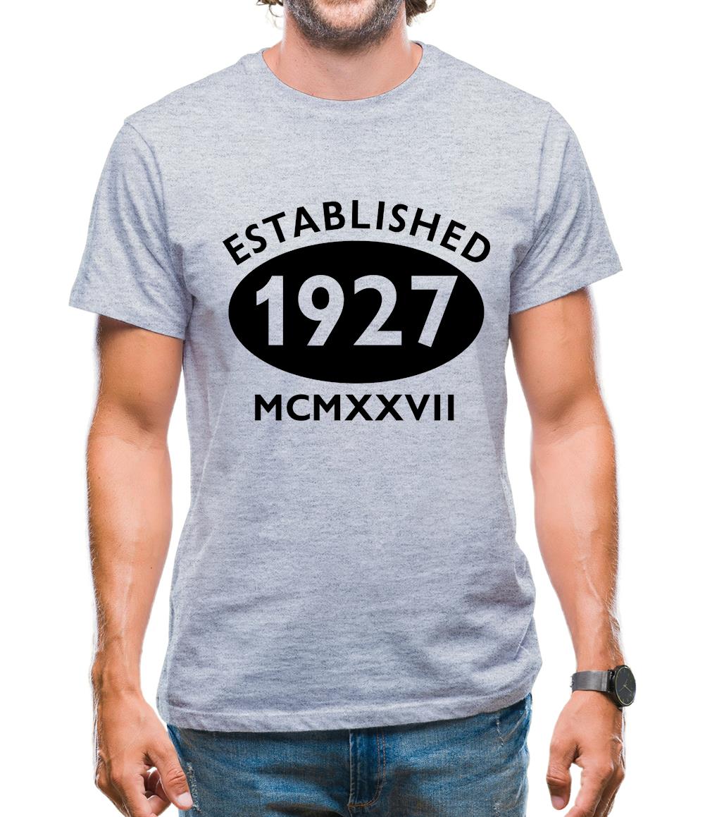 Established 1927 Roman Numerals Mens T-Shirt Established 1927 Roman Numerals Mens T-Shirt