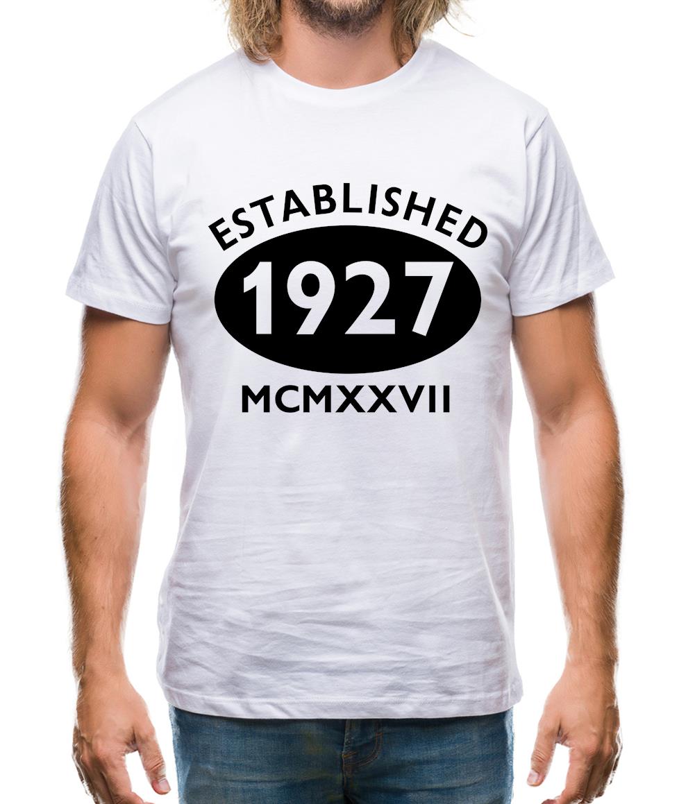 Established 1927 Roman Numerals Mens T-Shirt Established 1927 Roman Numerals Mens T-Shirt