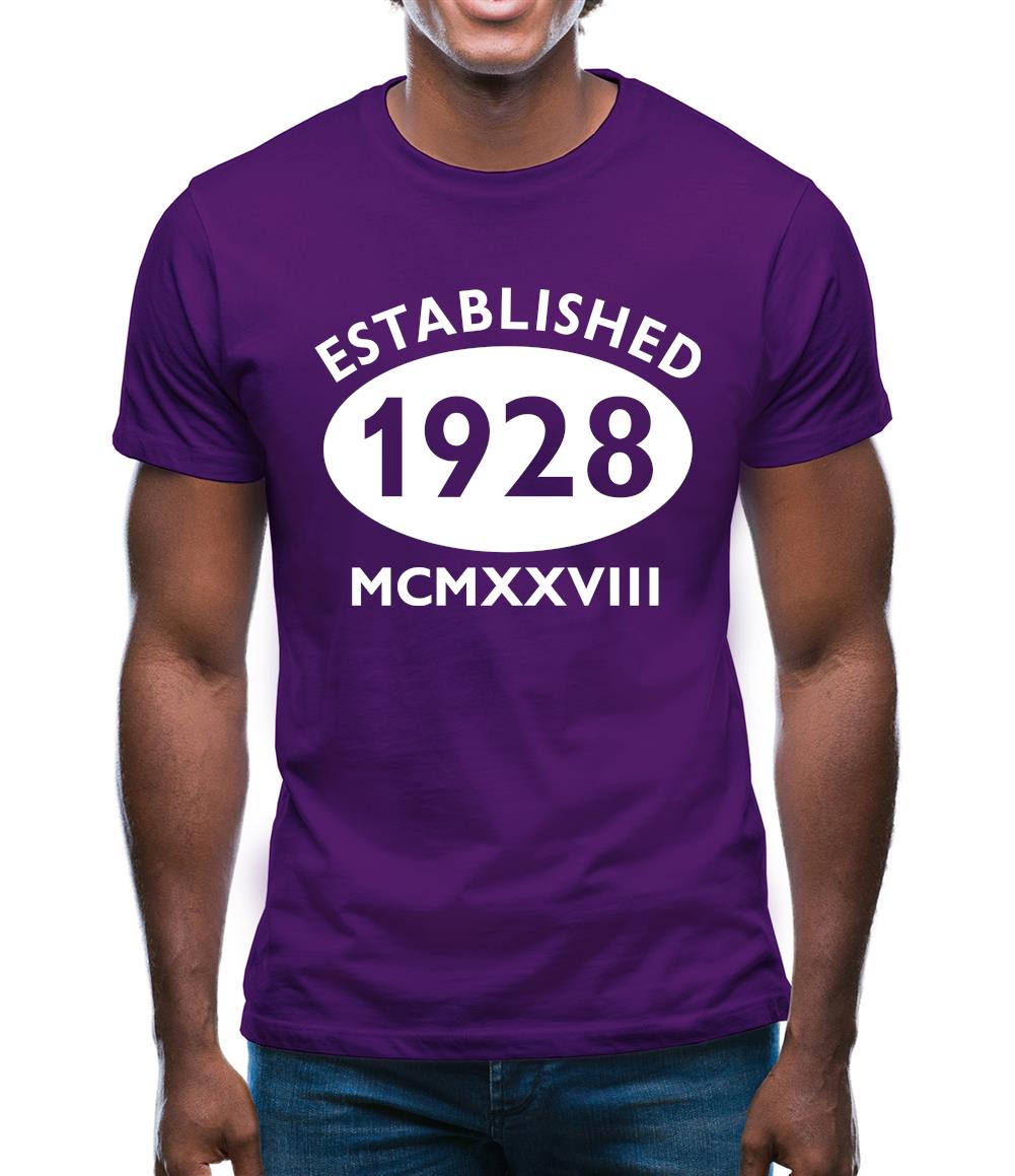 Established 1928 Roman Numerals Mens T-Shirt Established 1928 Roman Numerals Mens T-Shirt