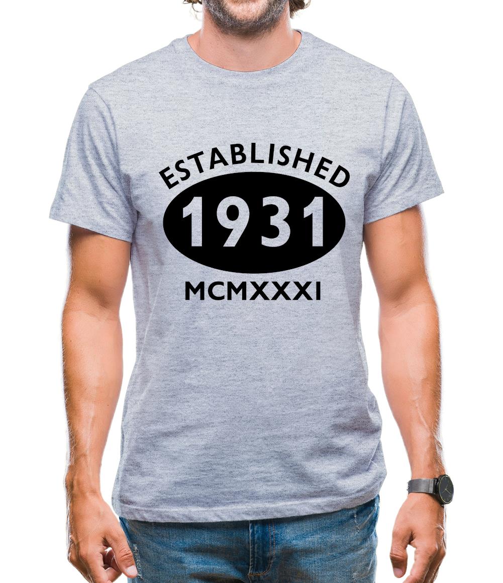 Established 1931 Roman Numerals Mens T-Shirt Established 1931 Roman Numerals Mens T-Shirt