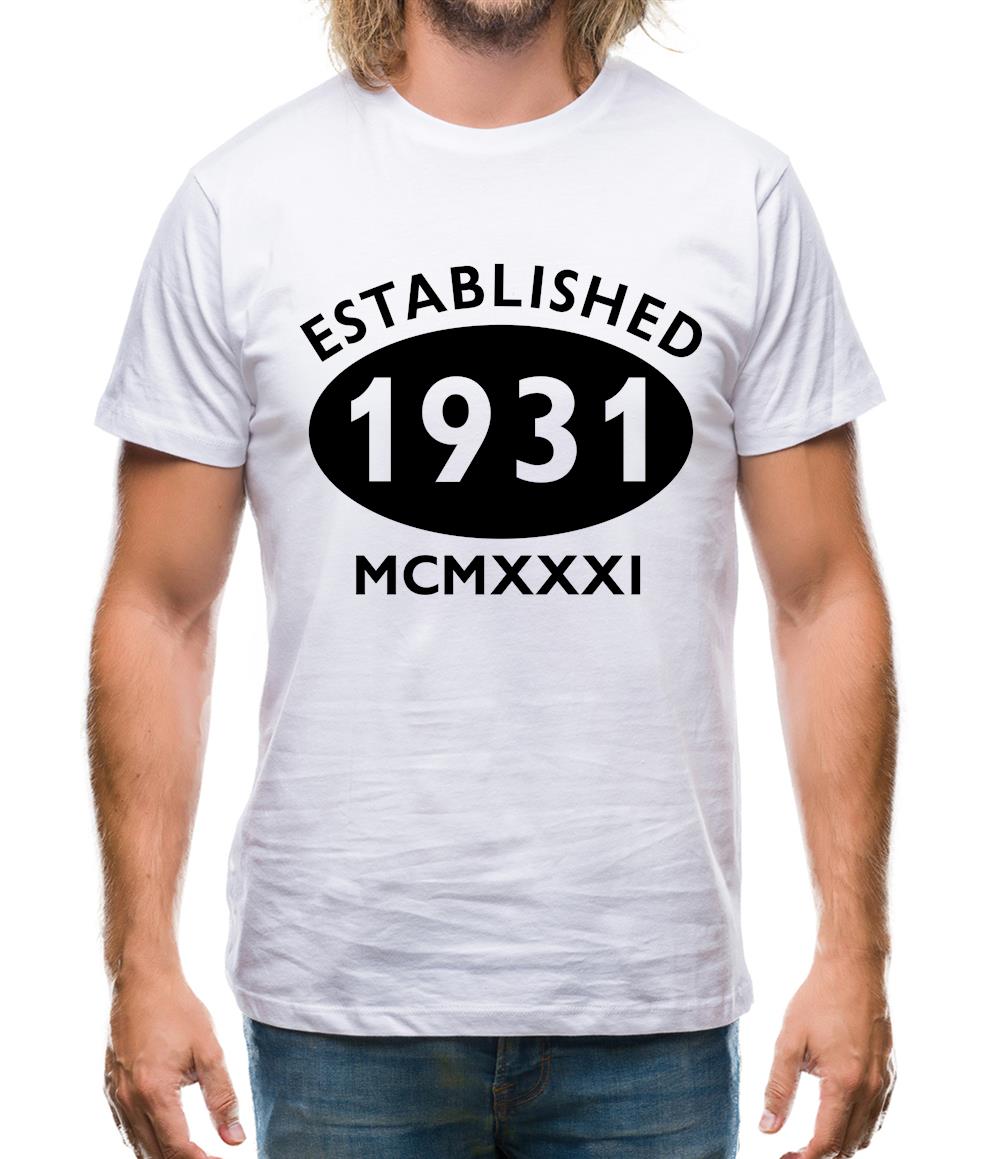 Established 1931 Roman Numerals Mens T-Shirt Established 1931 Roman Numerals Mens T-Shirt