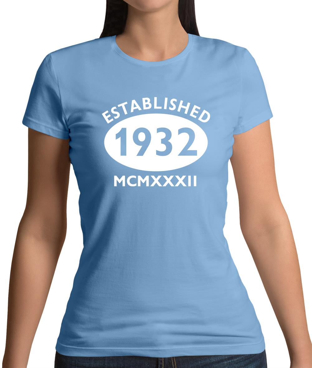 Established 1932 Roman Numerals Womens T-Shirt Established 1932 Roman Numerals Womens T-Shirt