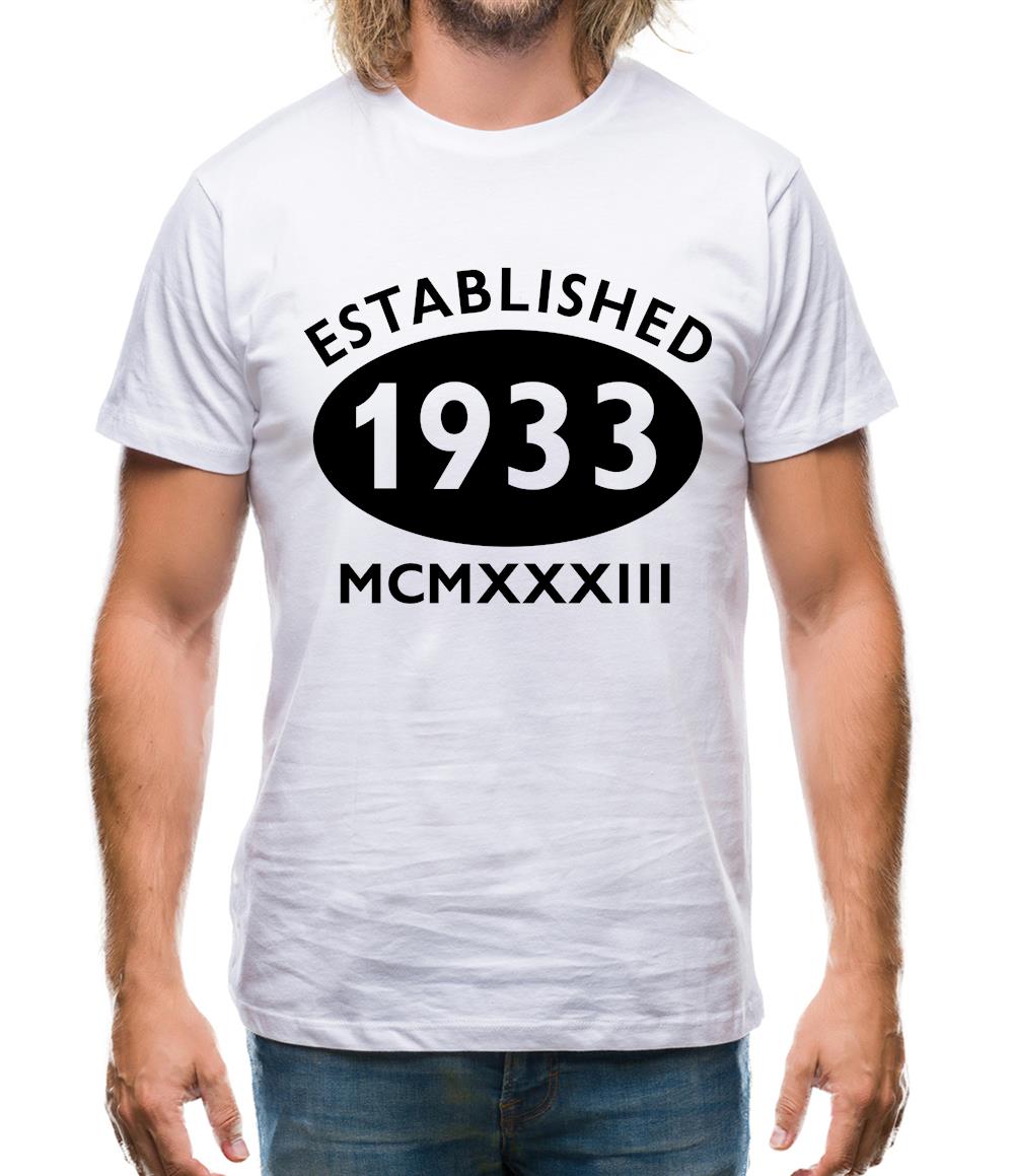 Established 1933 Roman Numerals Mens T-Shirt Established 1933 Roman Numerals Mens T-Shirt