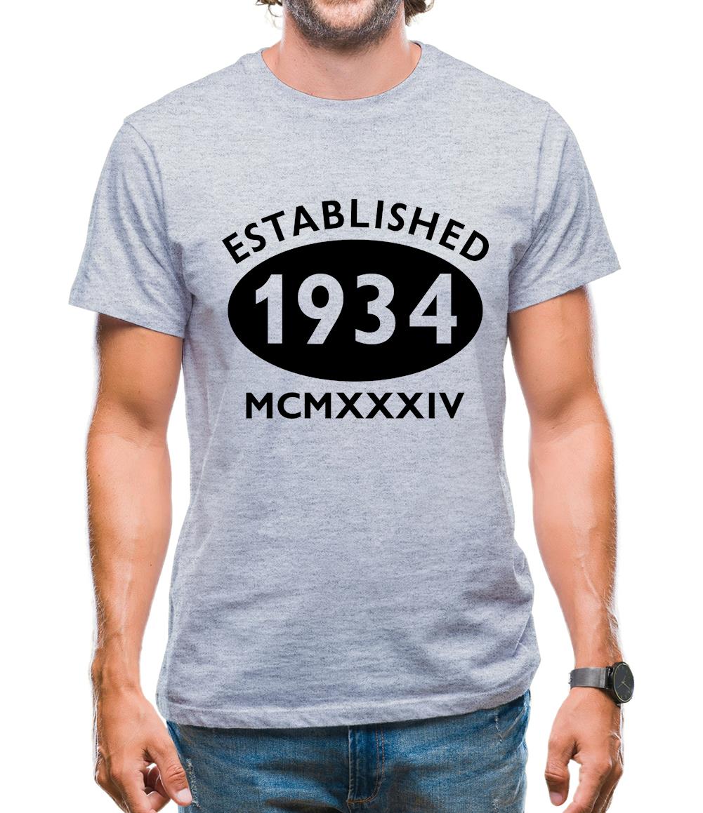 Established 1934 Roman Numerals Mens T-Shirt Established 1934 Roman Numerals Mens T-Shirt