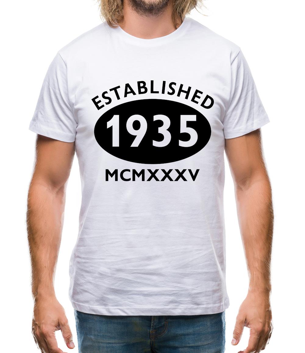 Established 1935 Roman Numerals Mens T-Shirt Established 1935 Roman Numerals Mens T-Shirt