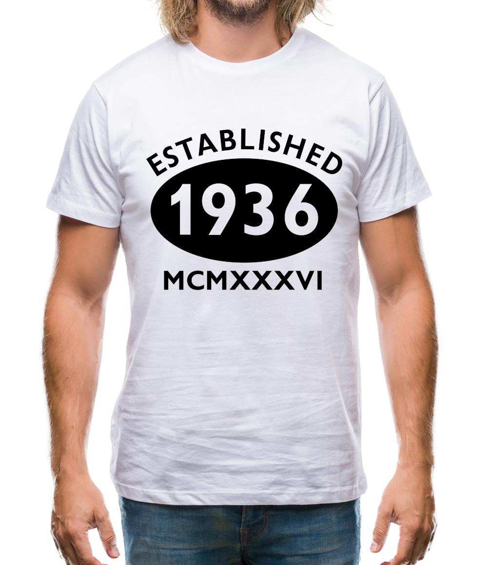Established 1936 Roman Numerals Mens T-Shirt Established 1936 Roman Numerals Mens T-Shirt