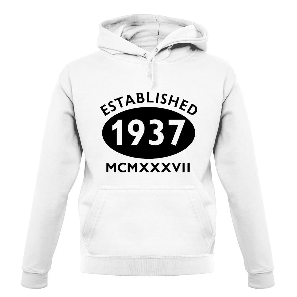 Established 1937 Roman Numerals unisex hoodie Established 1937 Roman Numerals unisex hoodie