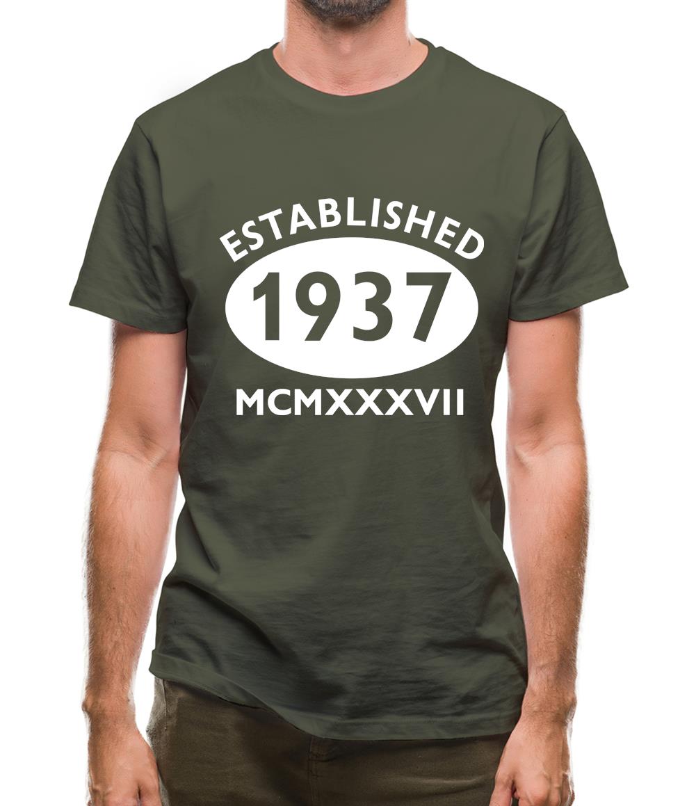 Established 1937 Roman Numerals Mens T-Shirt Established 1937 Roman Numerals Mens T-Shirt