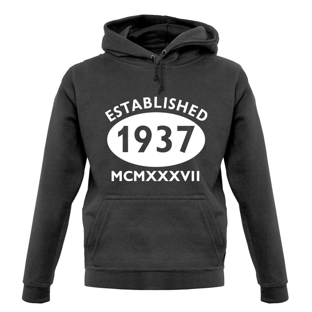 Established 1937 Roman Numerals unisex hoodie Established 1937 Roman Numerals unisex hoodie