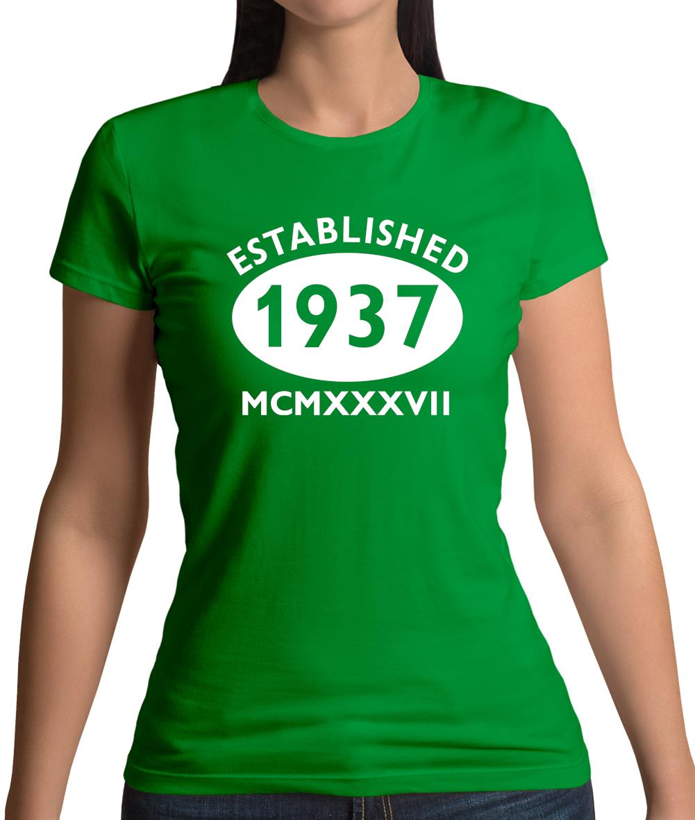 Established 1937 Roman Numerals Womens T-Shirt Established 1937 Roman Numerals Womens T-Shirt