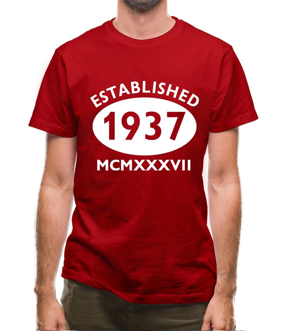 Established 1937 Roman Numerals Mens T-Shirt Established 1937 Roman Numerals Mens T-Shirt