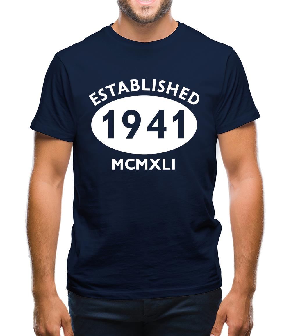 Established 1941 Roman Numerals Mens T-Shirt Established 1941 Roman Numerals Mens T-Shirt
