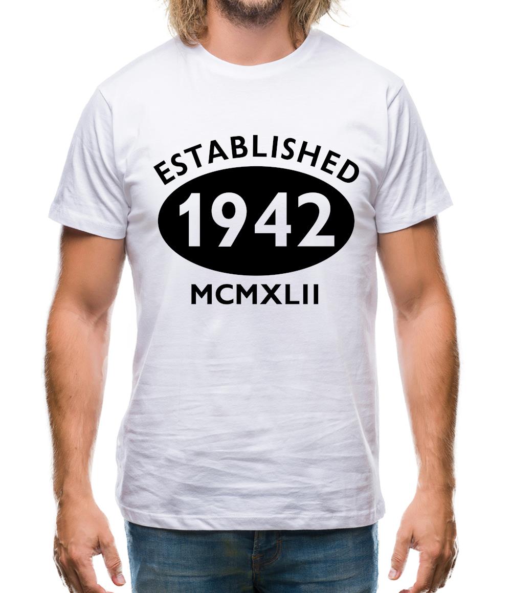 Established 1942 Roman Numerals Mens T-Shirt Established 1942 Roman Numerals Mens T-Shirt