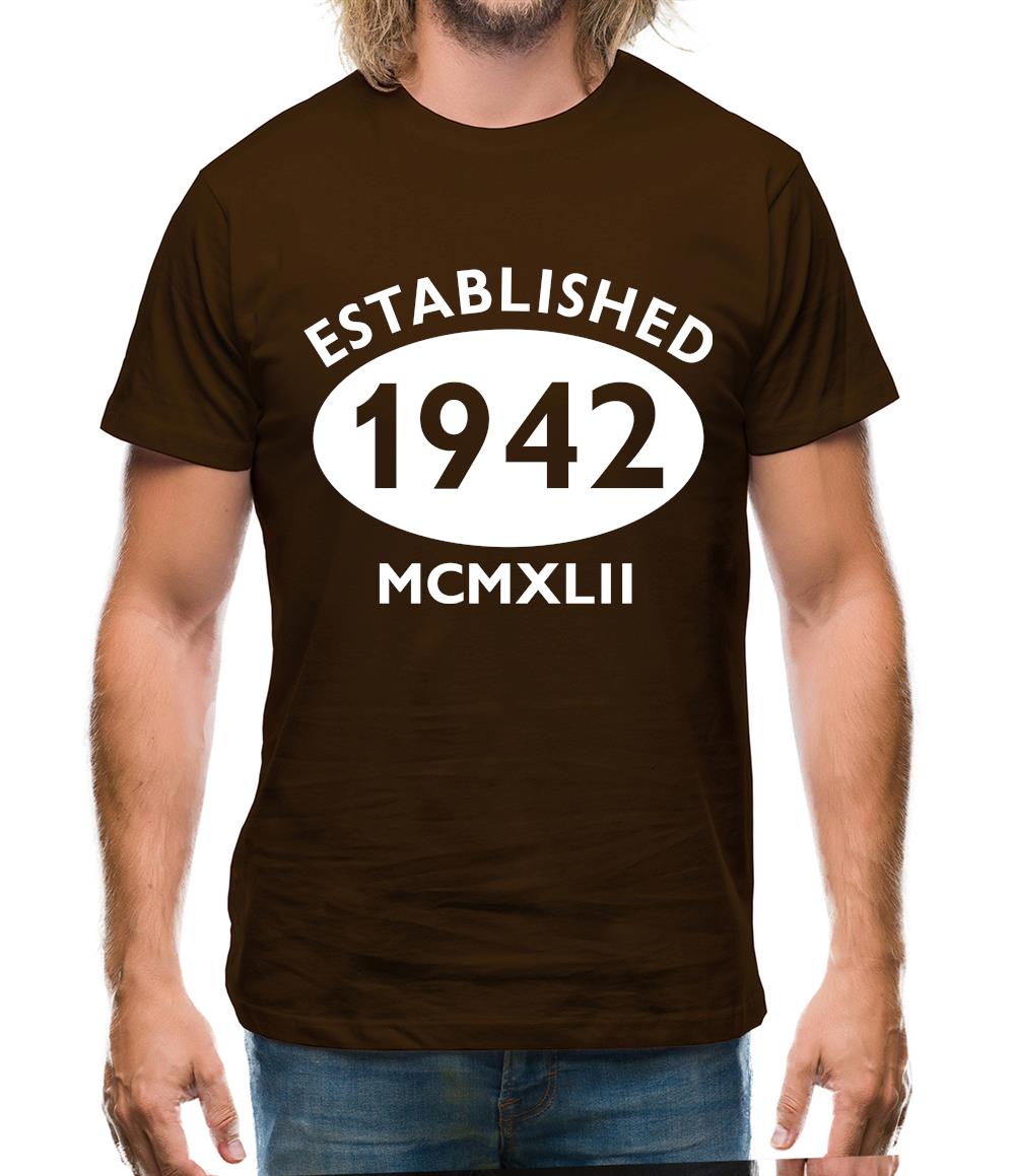 Established 1942 Roman Numerals Mens T-Shirt Established 1942 Roman Numerals Mens T-Shirt