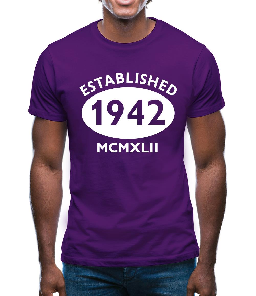 Established 1942 Roman Numerals Mens T-Shirt Established 1942 Roman Numerals Mens T-Shirt