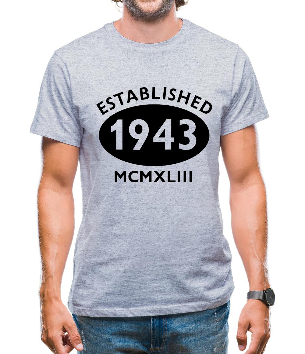 Established 1943 Roman Numerals Mens T-Shirt Established 1943 Roman Numerals Mens T-Shirt
