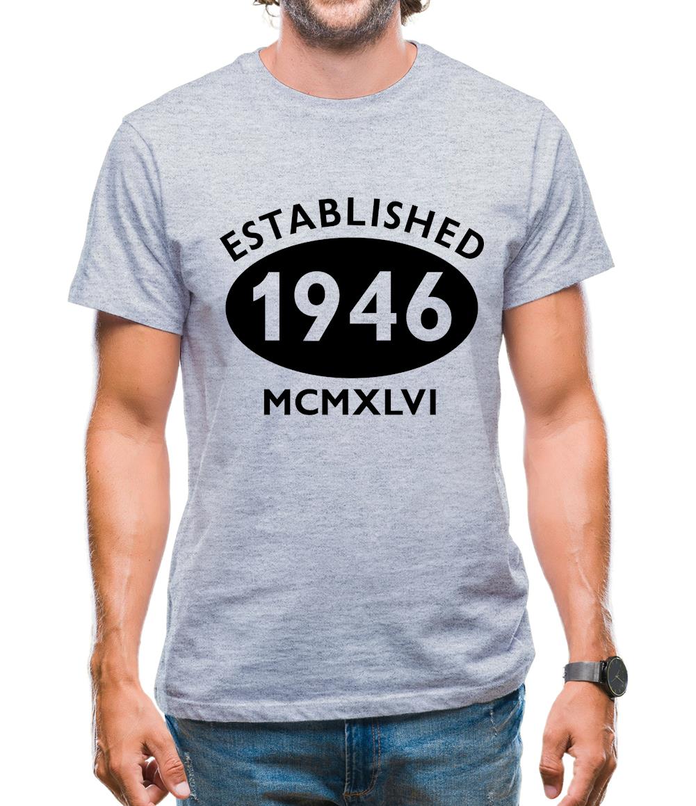 Established 1946 Roman Numerals Mens T-Shirt Established 1946 Roman Numerals Mens T-Shirt