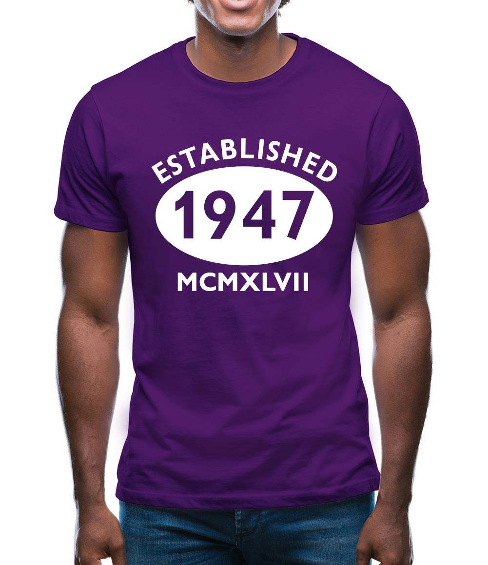 Established 1947 Roman Numerals Mens T-Shirt Established 1947 Roman Numerals Mens T-Shirt