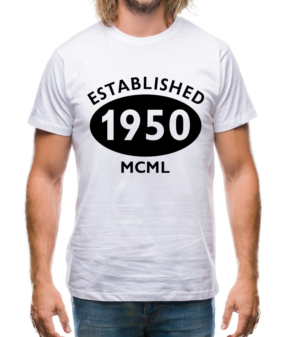 Established 1950 Roman Numerals Mens T-Shirt Established 1950 Roman Numerals Mens T-Shirt